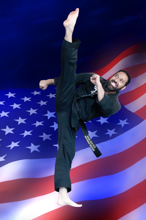 Master Seyd Saidi performing a kick, Owner and Chief Instructor of Kuk Sool Won of Dublin